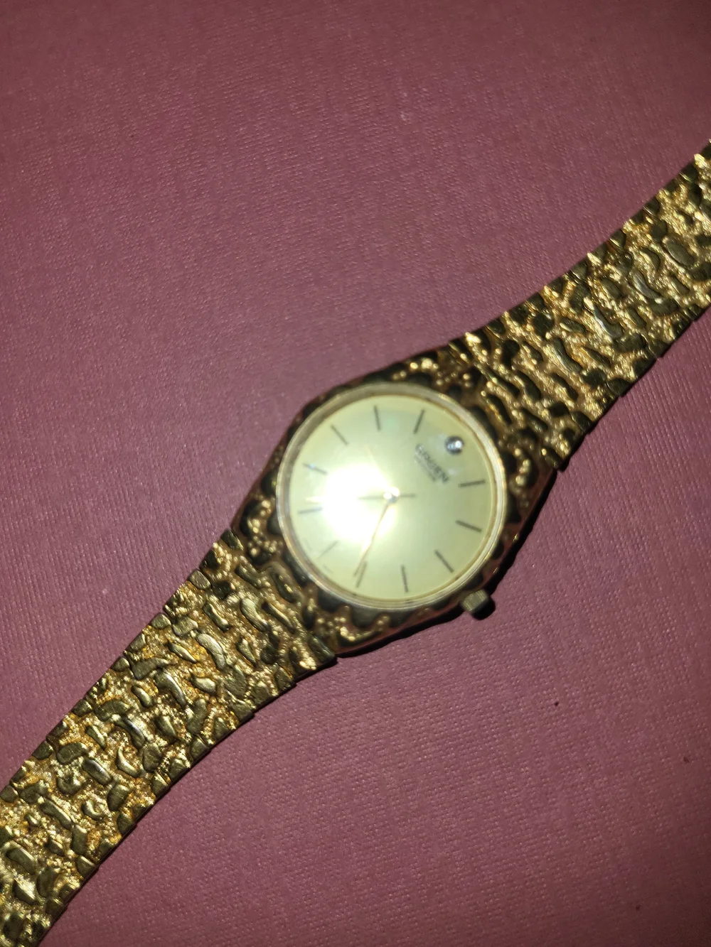 Gruen Gold-Tone Textured Bracelet Watch